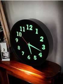 Resim Fosforlu Gece Görünen Siyah Duvar Saati Çap 22 Cm Çanta Hediyeli Siyah 