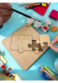 Resim Plywood Ahşap Boyanabilir Çocuklar Puzzle Boya Setli Araba 