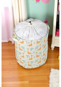 Resim İronika Graffe Büzgülü Sepet Oyuncak Çamaşır Havlu Sepeti Yuvarlak Temiz Kirli Çamaşır Sepeti Ekru 