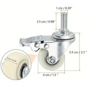 Resim Dashanshop 4 Adet 1.5"/2" Göbekli Tekerlek M10x25mm 360 Döner Kilitli Frenli 397 Lb Beyaz 