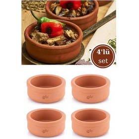 Resim Elizi Çömlekleri 4 Adet Toprak Güveç Kasesi, Fırın Sütlaç Yoğurt Kabı 4 Lü Set 4x500ml Toprak 