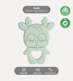 Resim Geyik Figürlü Silikon Diş Kaşıyıcı Yeşil 