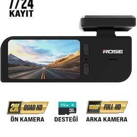 Resim Rose Araç Kamera Kayıt Seti Mr-76 Rose Model 2k Ön Kamera + 1k Arka Kamera 7/24 Kayıt 