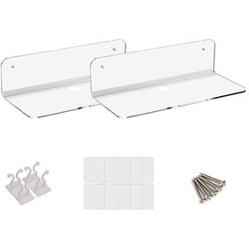 Resim Padalink Şeffaf Pmma Duvarlı Raf Seti, Hoparlör/smart Cihaz Saklama, Kablolu-kablosuz Kurulum, Ev/ofis Dekorasyonu 2 Adet 