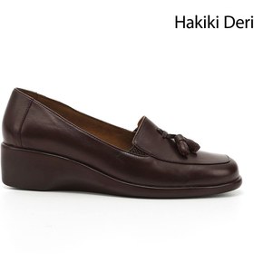 Resim GÖNDERİ(R) Kadın Kahve Antik Dolgu Taban Püsküllü Hakiki Deri Ayakkabı 