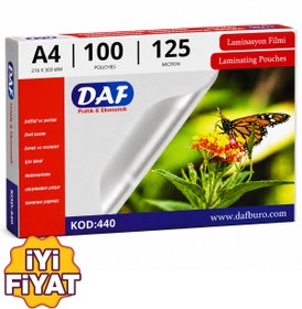 Resim DAF LAMİNASYON FİLMİ A4 125 MİKRON 100’LÜ YÜKSEK KALİTE KORUMA VE PARLAKLIK 