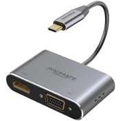 Resim Promate MediaHub-C2 USB Hub Dönüştürücü Type-C'den VGA ve HDMI Çıkışına 1080P 