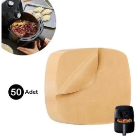 Resim MCM Group 50 Adet Air Fryer Pişirme Kağıdı Tek Kullanımlık Yağ Su Geçirmez Yapışmaz Deliksiz Düz Kare Model 
