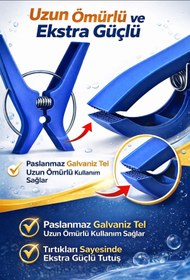 Resim MixmioLife Plaj Şezlong Mandalı 14cm XXL Havlu Tutucu Mandal Güçlü Plastik Şezlong Klipsi 4ADET 