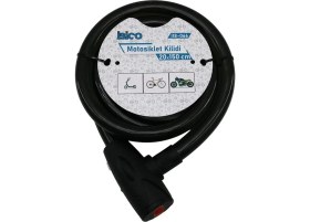 Resim Timion Anahtarlı Aç-Kapa Kilit Kapaklı Motor - Bisiklet Kilit Çelik Tel Siyah Şeffaf Kılıf 20MMX150CM (5148) 