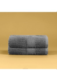 Resim İkili Bordürlü El/yüz Havlusu Gri 