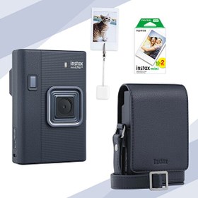 Resim Fujifilm Instax Mini Liplay Plus Midnight Blue Fotoğraf Makinesi 20'li Film Çanta ve Kıskaç Hediye Seti 