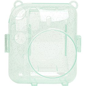 Resim Fujifilm Instax Mini 12 Makine Uyumlu Yeşil Simli Pleksi Kılıf 