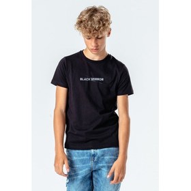 Resim Black Mirror Logo Baskılı Unisex Çocuk Siyah T-Shirt 