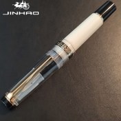 Resim 1 Adet JinHao Klasik Tasarım Mini Cep Dolma Kalem - Ergonomik Plastik Altın Kenar, İnce Uçlu Bükme Kapak, Ofis, Günlük Yazı ve Defter Kullanımı İçin Kompakt & Taşınabilir, Şeffaf Kapaklı 