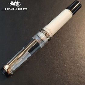 Resim 1 Adet JinHao Klasik Tasarım Mini Cep Dolma Kalem - Ergonomik Plastik Altın Kenar, İnce Uçlu Bükme Kapak, Ofis, Günlük Yazı ve Defter Kullanımı İçin Kompakt & Taşınabilir, Şeffaf Kapaklı 