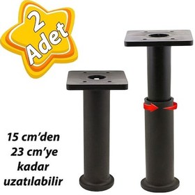 Resim 2 Adet Modül Ayarlanabilir Destek Ayağı 15 X 23 Cm Siyah Ayak Mobilya Kanepe Baza Koltuk Ünite Ayakları 