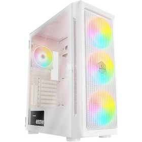 Resim Rampage Prolıx 650w 80+ Mesh Panel Temper Camlı + Argb Fanlı Gamıng Atx Kasa Beyaz 