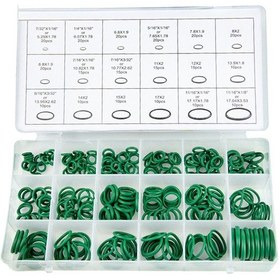 Resim Moveevo 530 Adet 270 Yeşil + 225 Siyah O-ring Lastik Mermer Seti - 18 Bölmeli, Otomobil Klima Kompresörü İçin Sıkı Kapama, Dayanıklı Malzeme 