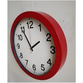 Resim Bahat Otel Salon Ofis Duvar Saati Camlı Kırmızı Metal Çerçeve 36 Cm 