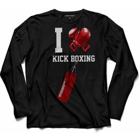 Resim Kendim Seçtim I Love Kick Boxıng Boks Eldiveni Uzun Kollu Tişört 