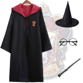 Resim WB 2/4 Parça Harry Potter, Gryffindor Ravenclaw Ev Robası, Sihirli Pelerin, Sihirli Değnek ve Şapka Aksesuar Seti - Cadılar Bayramı, Kampüs Partileri ve Çeşitli Festival Kostümleri İçin Uygun 