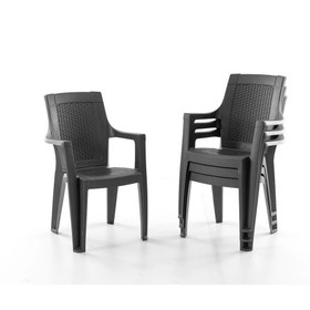 Resim Evdemo Efes 4'lü Rattan Sandalye Siyah 