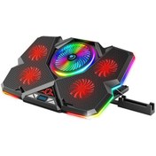 Resim WOZLO 12 Rgb Işık Modlu Lcd Ekran Yükseklik Ayarlı Fan Kontrollü Oyuncu Notebook Soğutucu - Telefon Tutucu 