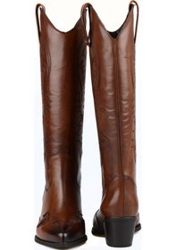 Resim Kadın Kovboy Çizme Kahverengi Deri (Parma) 