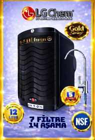 Resim ligth gastro LG Chem GOLD 12 LİTRE 7 FİLTRE 14 AŞAMA GÜMÜŞ İYONLU-MINERAL-ALKALİLİ SİYAH SU ARITMA CİHAZI 