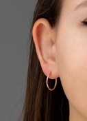 Resim Uşaklıhafız 1945 14 Ayar Altın Ince Rose Halka Küpe 18 Mm 