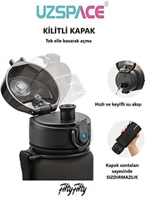 Resim Uzspace 650 ml Tritan Su Matarası 14 Farklı Renk Softtouch 