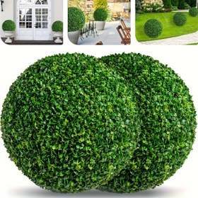 Resim 2 Adet UV Dirençli Plastik Yapay Çim Topları - Düğünler, Bahçeler ve Bayramlar için Gerçekçi Dış/Dahili Dekoratif Küreler | Hava Koşullarına Dayanıklı, Az Bakım Gerektiren Her Mevsime Uygun Yeşillikler ile Zengin Yapraklı, Bahçe Süslemesi, Şık Vurgular, Yağmura Karşı Dirençli Dekor, Sahte Bitki Dekoru, Bahçe Tutkunları İçin 