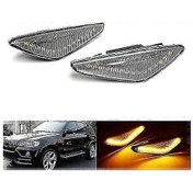 Resim F25 X3 E70 X5 E71 E72 X6 İçin 2x Şeffaf Lens Yan Gösterge Amber Led İşaretleyici Tekrarlayıcı Işık 