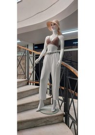 Resim İtalyan Kemerli Keten Pantolon-9260 Beyaz 