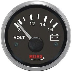 Resim Mors Voltmetre Göstergesi 12V Siyah 55Mm Siyah 
