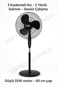 Resim CVS Dn 91002 Yuvarlak Ayaklı Vantilatör 16'' Siyah 