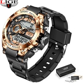 Resim Hanyang 22-Altın Siyah Lıge Erkek Saatler Askeri Saat Üst Marka Lüks Spor Kol Saati LED Çift Ekran Izle Moda Ordu Açık Su Geçirmez Izle (Yurt Dışından) 