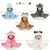 Resim Sevimli Hayvan Tasarımlı Yumuşak & Emici Gençler Banyo Havlusu - 80.01cm x 80.01cm, Kapüşonlu, Nefes Alabilen Polyester, Gençlerin Duşları, Sarmak ve Bebek Arabası Örtüleri için Mükemmel 