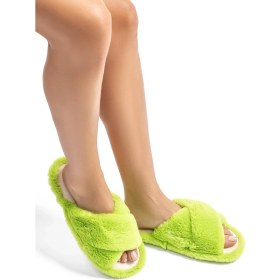 Resim Twigy Çapraz Peluş Kadın Ev Terliği Yeşil 36/41 CC0186 