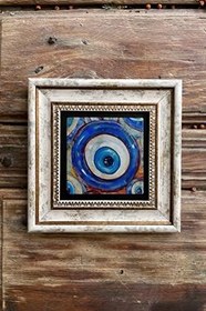 Resim Oscar Stone Decor Çerçeveli Taş Duvar Dekoru Tablo 20x20cm 2'li Set (463-1481) Ayetel Nazar Boncuğu 