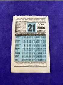 Resim 21 Ocak 2006 Takvim Yaprağı - Nostalji Koleksiyonluk Takvim Yaprağı 