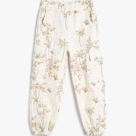 Resim Kız Bebek Pamuklu Cep Detaylı Çiçek Desenli Jogger Eşofman Altı 