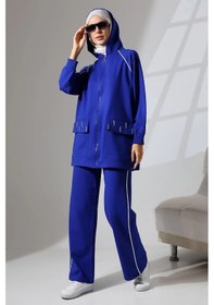 Resim Mihran Butik Kadın Saks Mavisi Mevsimlik Penye Alt Üst Spor Ve Rahat Ikili Tunik Pantolon Şık Tesettür Takım Saks Mavisi 