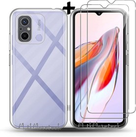 Resim m.tk moveteck Xiaomi Redmi 12c Kılıf Kamera Lens Korumalı Şeffaf Silikon + 9h Temperli Cam 2 In 1 Set Tam Korumalı 