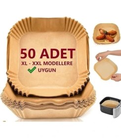 Resim Mcreative Home Aırfrey Pişirme Kağıdı,xl,xxl Aırfreyler Için Parşömen Kağıdı,sıvıya ve Yağa Dayanıklı Sıcak Hava Fritözleri Için Yanmaz Kağıt (50 Adet) 