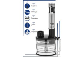 Resim Fantom Gri Çok Fonksiyonlu Mutfak Robotu ve Blender Seti, Püre ve Smoothie Uygulaması 