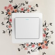 Resim Klasik Pembe Gül Çiçeği Duvar Sticker, Kendinden Yapışkan PVC Dekal, Oturma Odası Yatak Odası Banyo için, Sökülebilir Çiçekli Switch Arka Plan Mural, Sökülebilir Dikdörtgen Duvar Sanatı 
