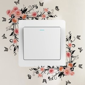 Resim Klasik Pembe Gül Çiçeği Duvar Sticker, Kendinden Yapışkan PVC Dekal, Oturma Odası Yatak Odası Banyo için, Sökülebilir Çiçekli Switch Arka Plan Mural, Sökülebilir Dikdörtgen Duvar Sanatı 