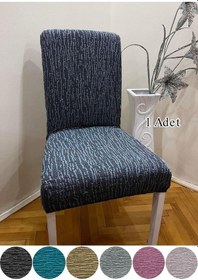 Resim StarMall Jakarli Sandalye Örtüsü Çubuk Desen Yüksek Esnekli Sandalye Kılıfı 1 Adet Antrasit 